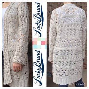 LUCKY Brand Live In Love Crotchet Boho Cardigan